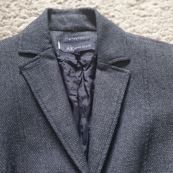 Anne Klein | Navy woven stretch three button blazer - Picture 4 of 7